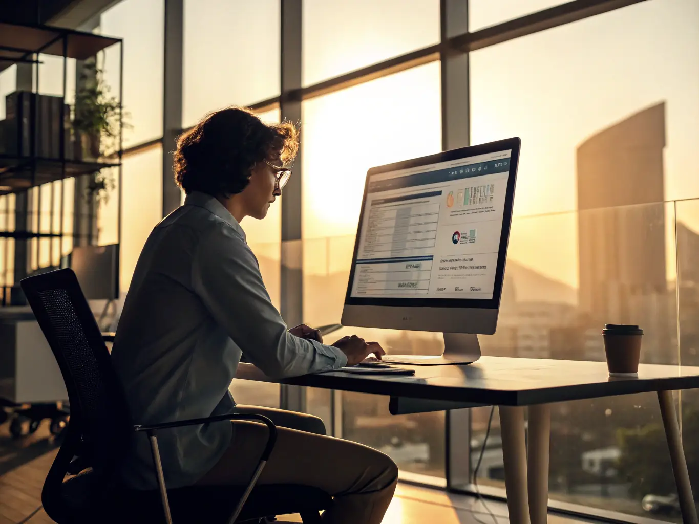 A professional consultant reviewing a cybersecurity risk assessment report with a business owner in a modern office setting, emphasizing collaboration and expertise.