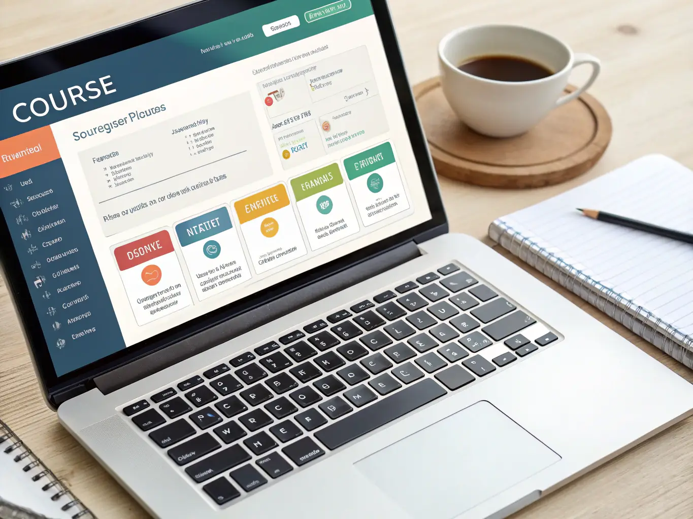 A laptop displaying an online course interface with modules on AI risk management, representing accessible learning for Australian businesses.